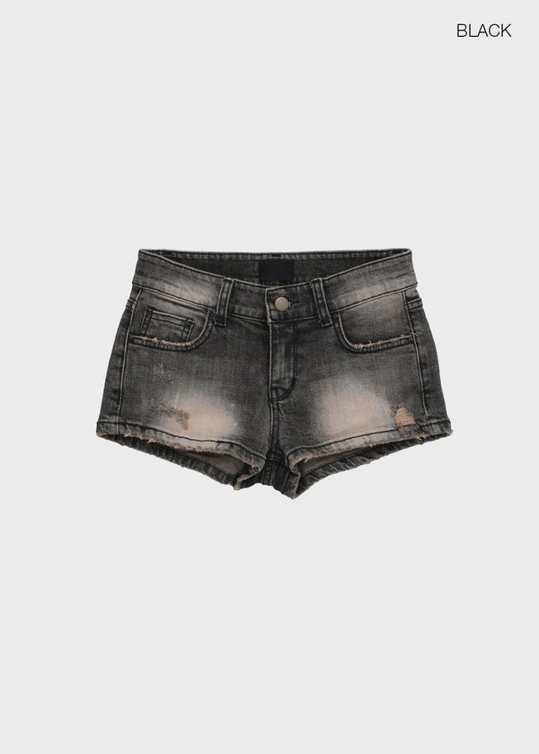 Pulled Low-waisted Short Denim Pants
