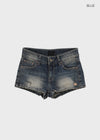Pulled Low-waisted Short Denim Pants