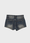 Pulled Low-waisted Short Denim Pants