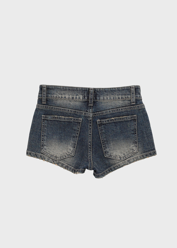 Pulled Low-waisted Short Denim Pants