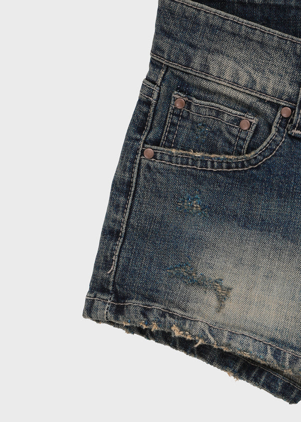 Pulled Low-waisted Short Denim Pants