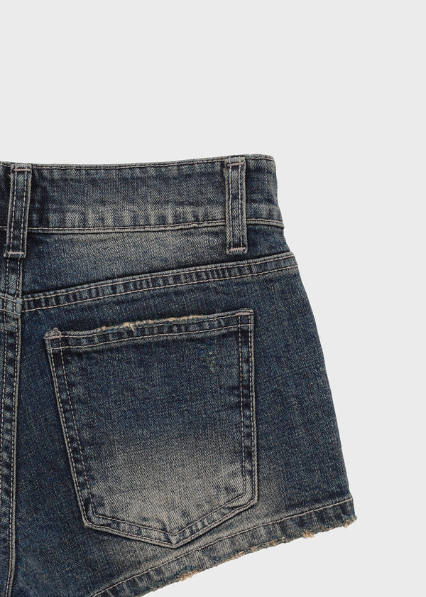 Pulled Low-waisted Short Denim Pants