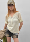 Laban See-through Summer Knit Rolled-up Sleeveless Tee