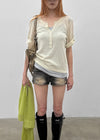 Laban See-through Summer Knit Rolled-up Sleeveless Tee