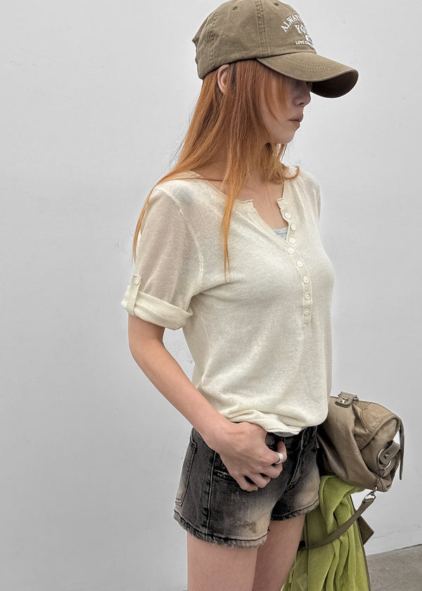 Laban See-through Summer Knit Rolled-up Sleeveless Tee