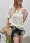 Laban See-through Summer Knit Rolled-up Sleeveless Tee