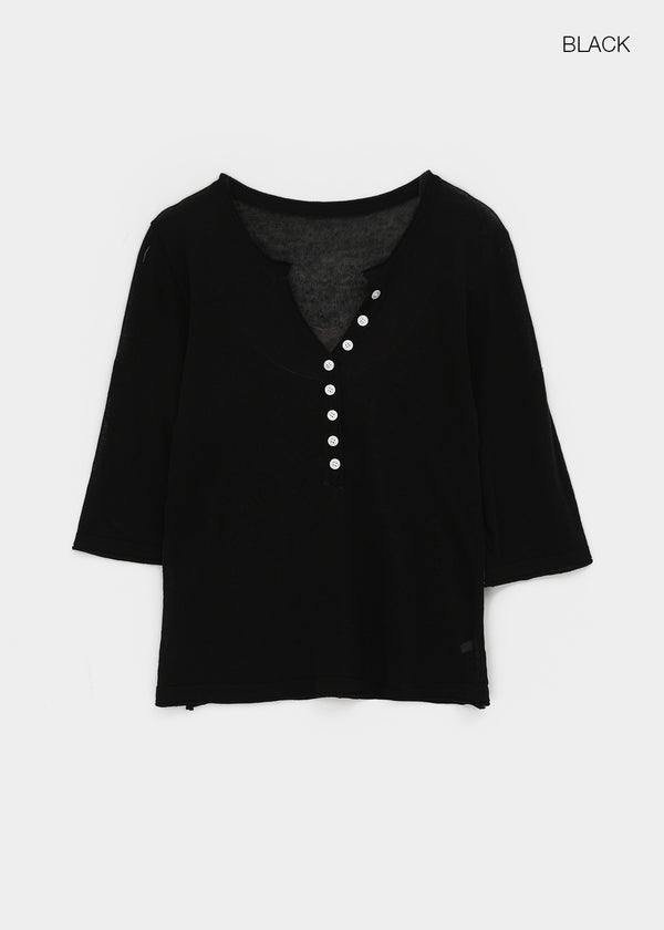 Laban See-through Summer Knit Rolled-up Sleeveless Tee