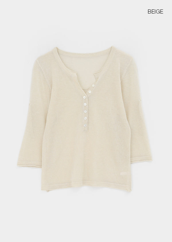 Laban See-through Summer Knit Rolled-up Sleeveless Tee