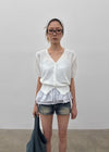 Viewbing Linen V-neck Short-sleeve Cardigan