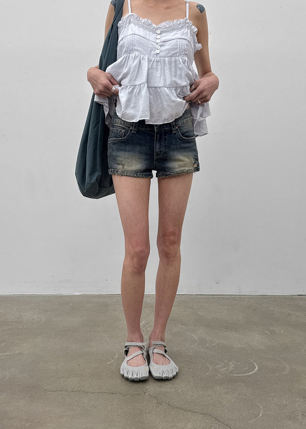 Pulled Low-waisted Short Denim Pants