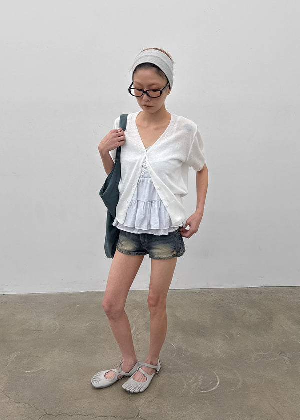 Pulled Low-waisted Short Denim Pants