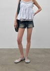 Pulled Low-waisted Short Denim Pants