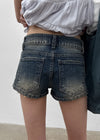 Pulled Low-waisted Short Denim Pants