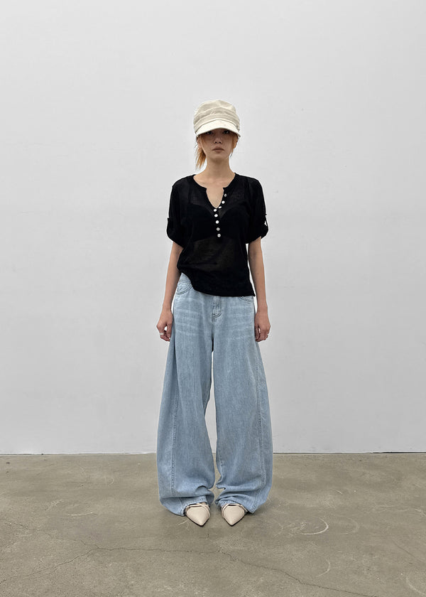 Laban See-through Summer Knit Rolled-up Sleeveless Tee