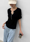 Laban See-through Summer Knit Rolled-up Sleeveless Tee