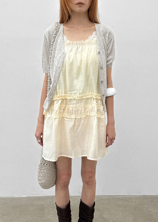 Viewbing Linen V-neck Short-sleeve Cardigan
