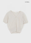 Viewbing Linen V-neck Short-sleeve Cardigan