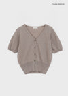 Viewbing Linen V-neck Short-sleeve Cardigan