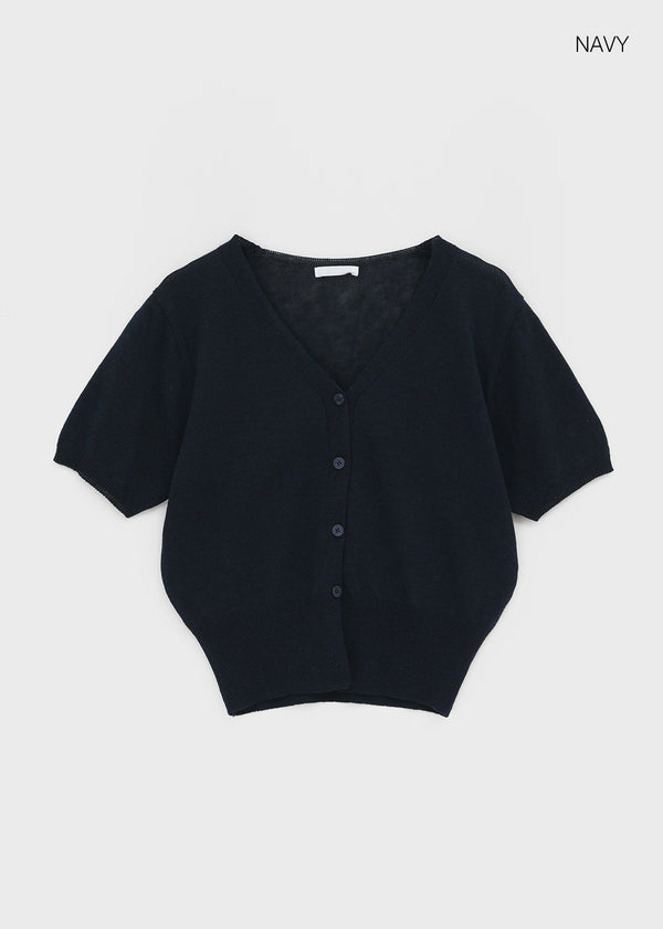 Viewbing Linen V-neck Short-sleeve Cardigan