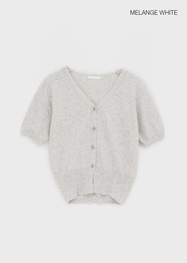 Viewbing Linen V-neck Short-sleeve Cardigan