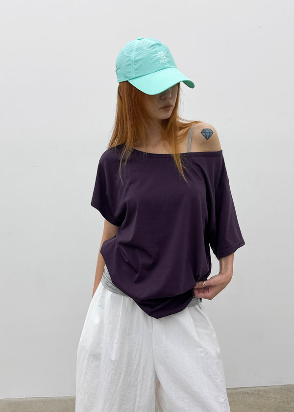 Dermal Loose Fit Off-shoulder Short Sleeve Tee