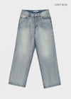 (UNISEX) Pichel Double Back Pocket Wide Denim Pants