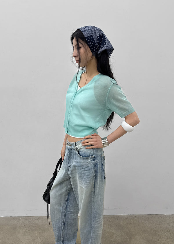 Paichi Linen Short-sleeve Cardigan
