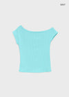 Unleng Jacquard Off-shoulder Short Sleeve Tee