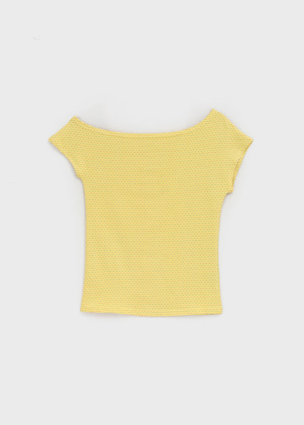 Unleng Jacquard Off-shoulder Short Sleeve Tee