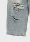 (UNISEX) Solpeng Folding Damaged Wide Denim Pants