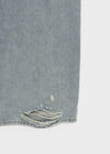 (UNISEX) Solpeng Folding Damaged Wide Denim Pants