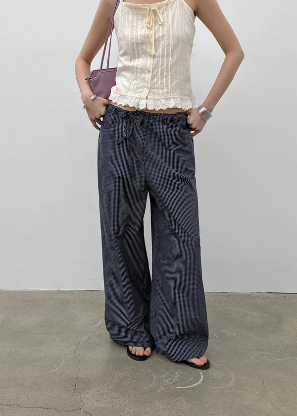 Dessun Nylon Check String Pants