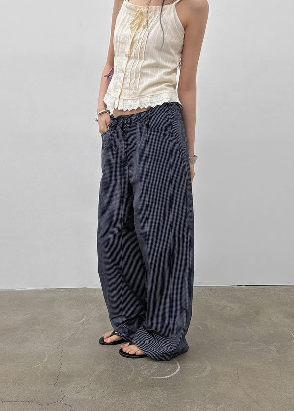 Dessun Nylon Check String Pants