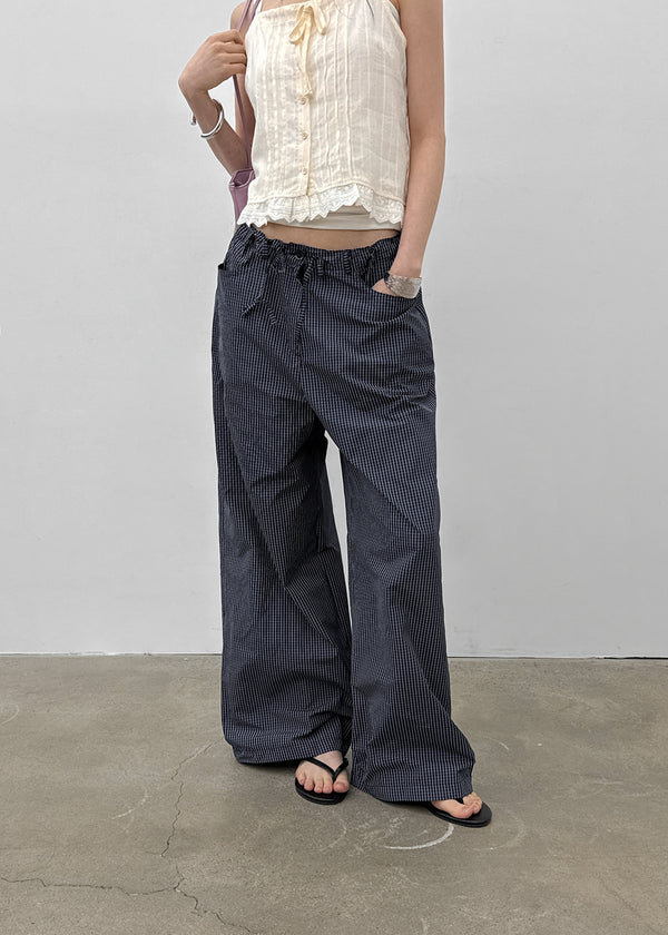 Dessun Nylon Check String Pants