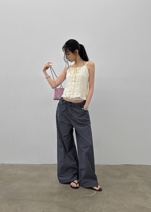 Dessun Nylon Check String Pants