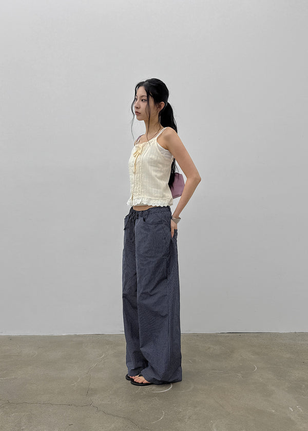Dessun Nylon Check String Pants
