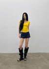Solsee Halter Layered Short Sleeve Tee (Built-in Cap)