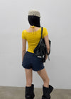 Solsee Halter Layered Short Sleeve Tee (Built-in Cap)