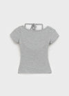 Solsee Halter Layered Short Sleeve Tee (Built-in Cap)