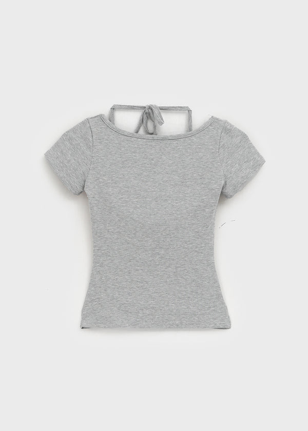Solsee Halter Layered Short Sleeve Tee (Built-in Cap)