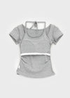 Solsee Halter Layered Short Sleeve Tee (Built-in Cap)