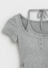 Solsee Halter Layered Short Sleeve Tee (Built-in Cap)