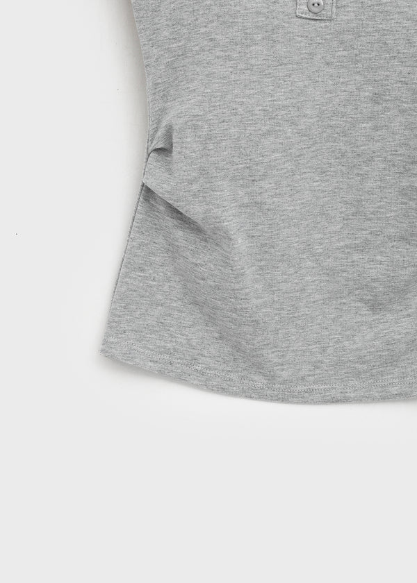 Solsee Halter Layered Short Sleeve Tee (Built-in Cap)