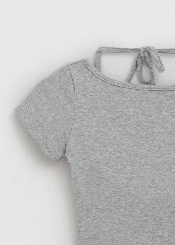 Solsee Halter Layered Short Sleeve Tee (Built-in Cap)