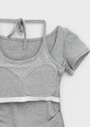 Solsee Halter Layered Short Sleeve Tee (Built-in Cap)