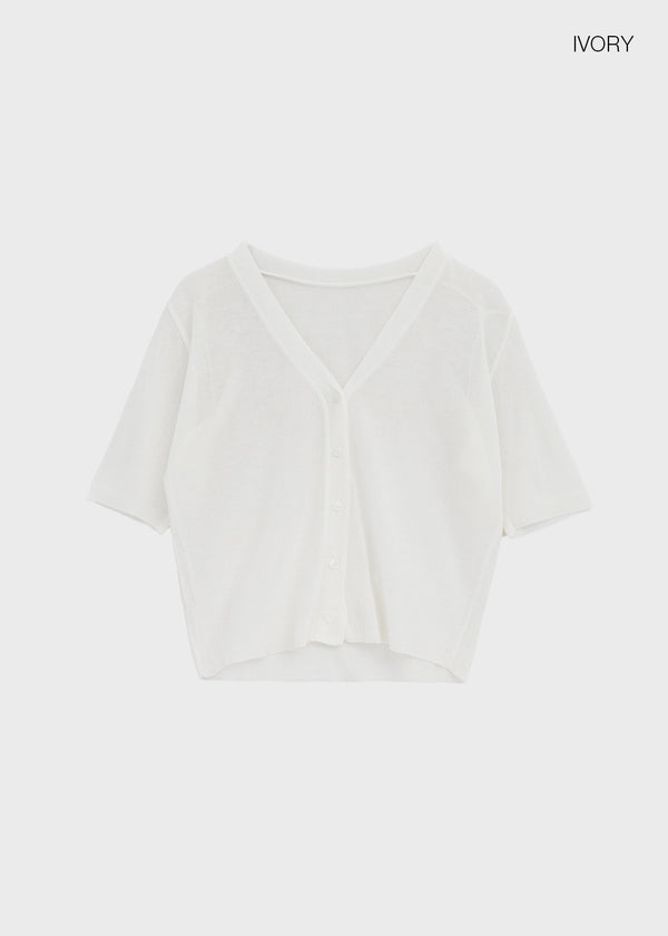Paichi Linen Short-sleeve Cardigan