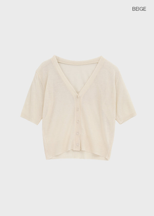 Paichi Linen Short-sleeve Cardigan