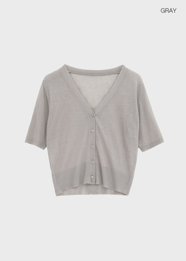 Paichi Linen Short-sleeve Cardigan