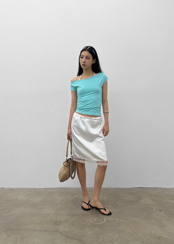 Mondelang Lace Satin Midi Skirt