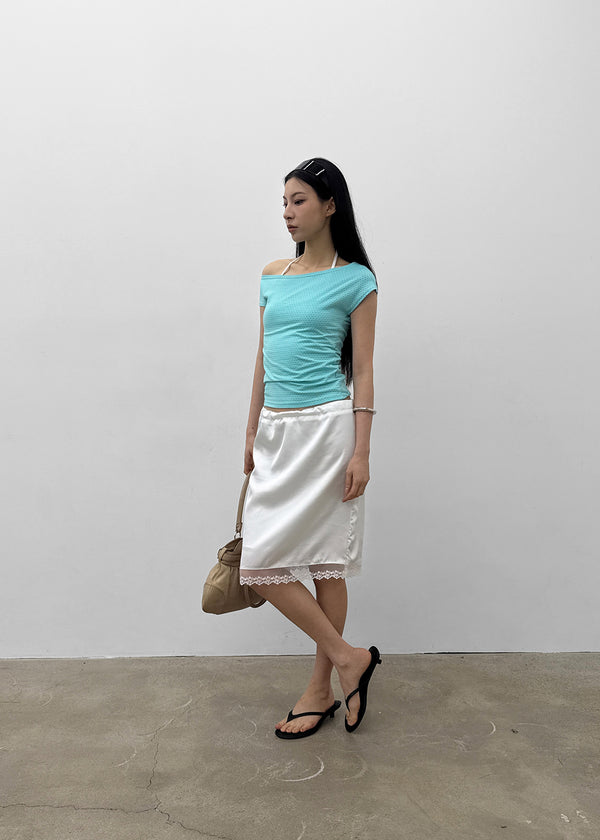 Mondelang Lace Satin Midi Skirt